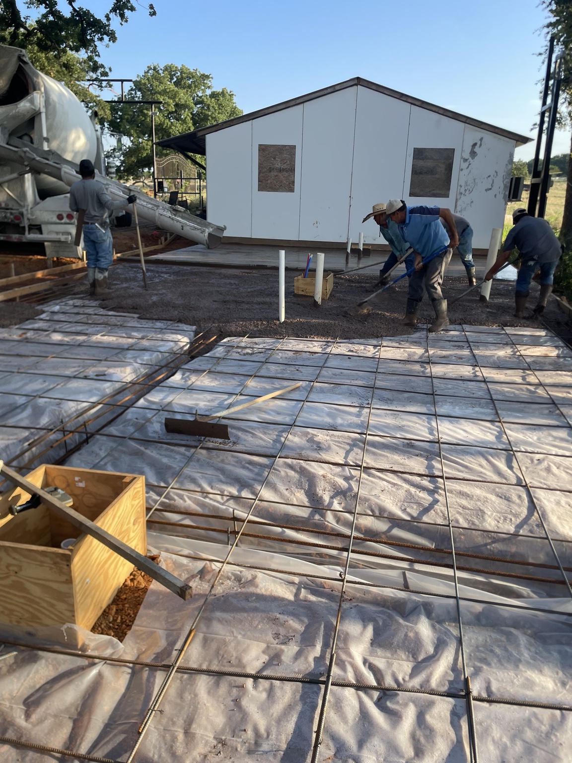 Foundation preparation with reinforcing steel and forms